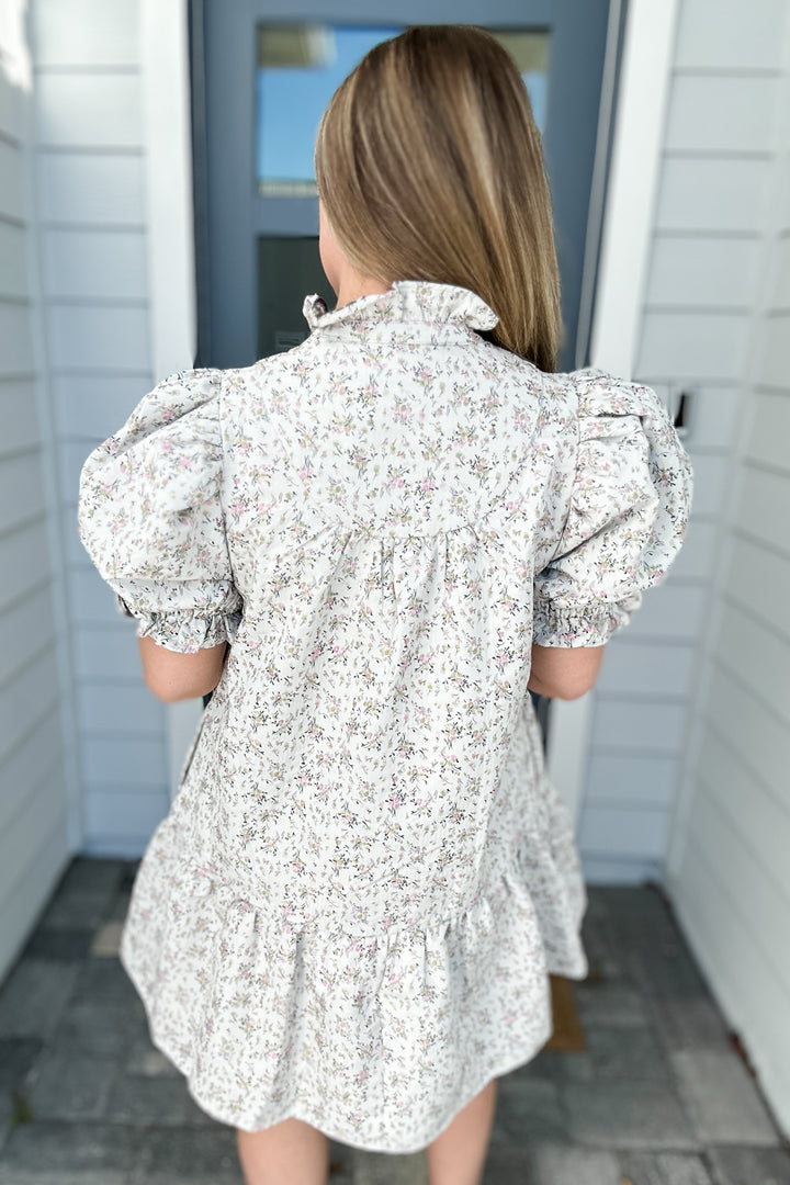 Miss Floral Ruffle Dress - Almond