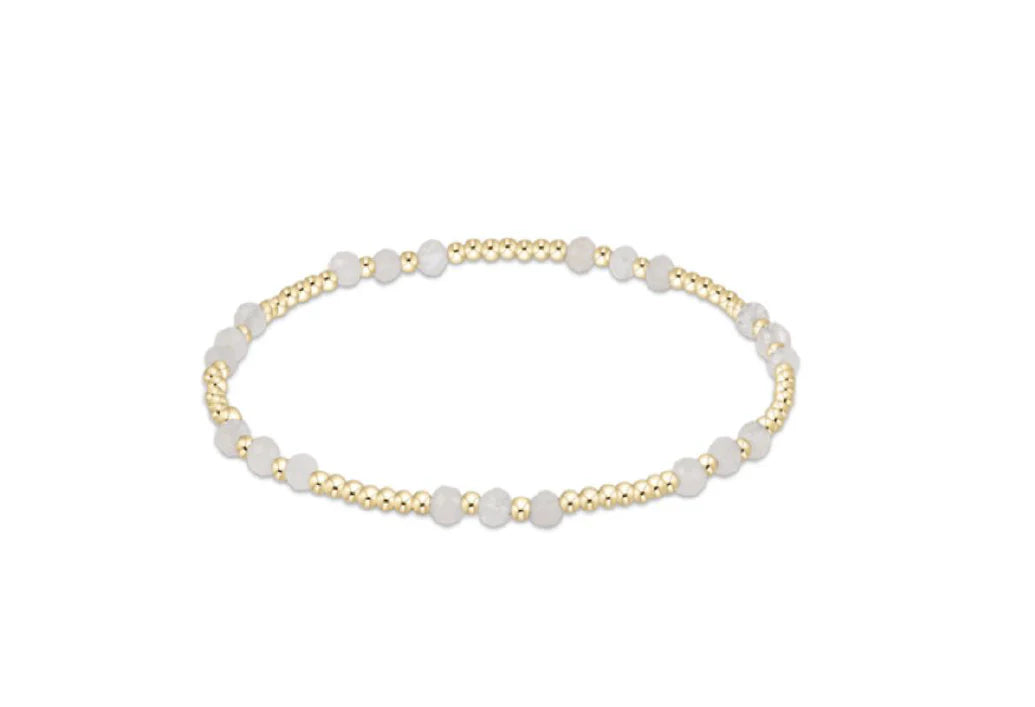 Gemstone Gold Joy Pattern 3mm Bead Bracelet - Moonstone