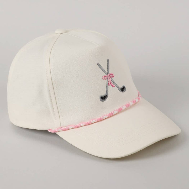 Golf Clubs with Ribbon Embroidered Trucker Hat: Pink