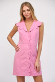 Scalloped Button Down Dress - Light Pink