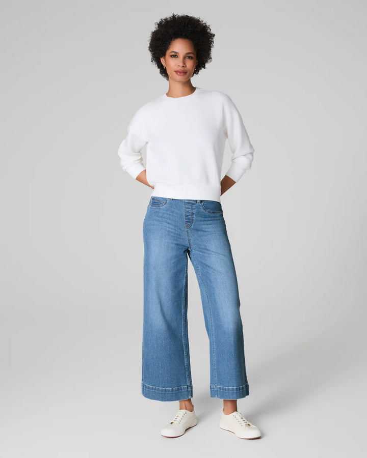 SPANX: SPANXshape™ EveryWear Cropped Wide Leg Jeans - Stonewashed Blue
