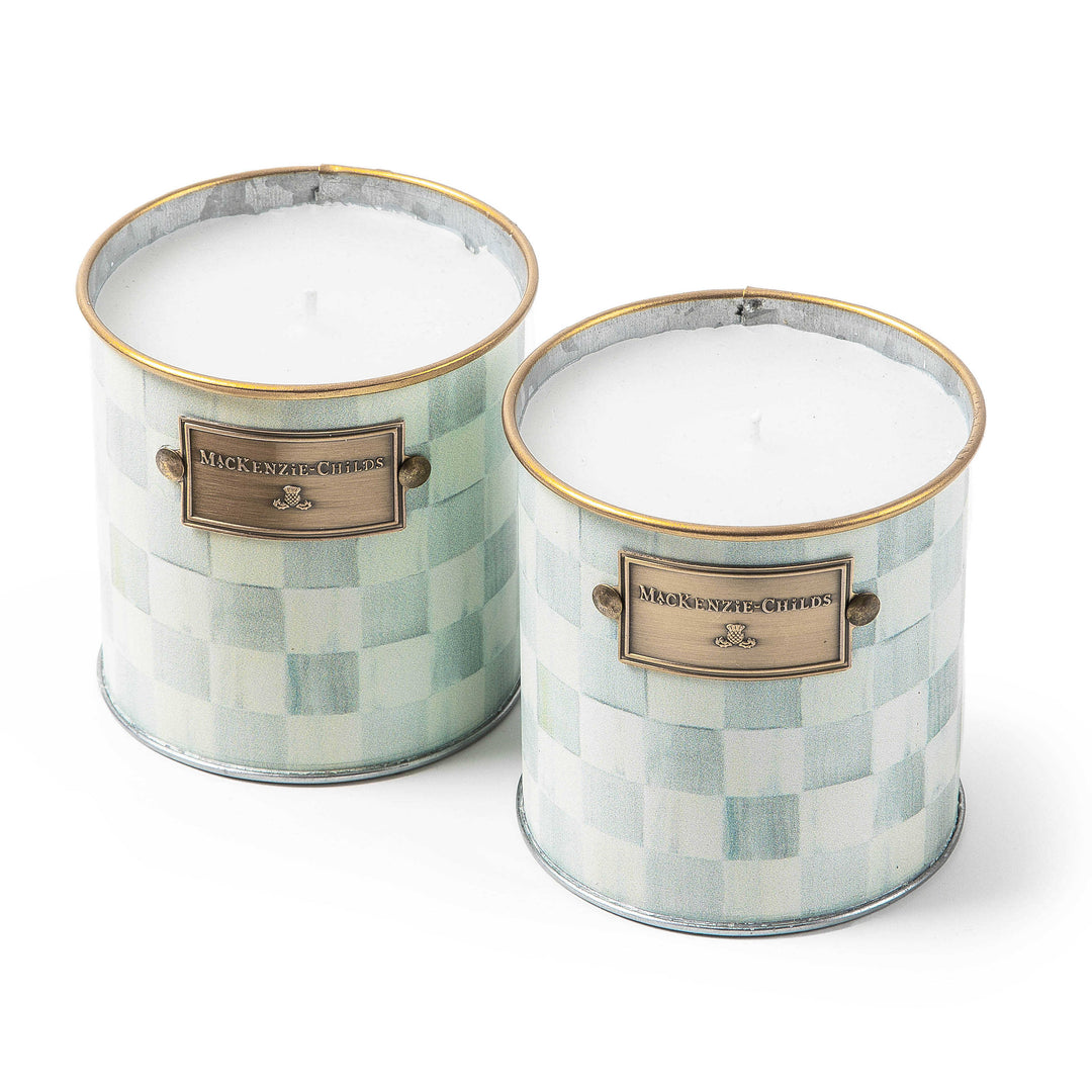 MacKenzie Childs: Sterling Check Small Citronella Candles, Set of 2