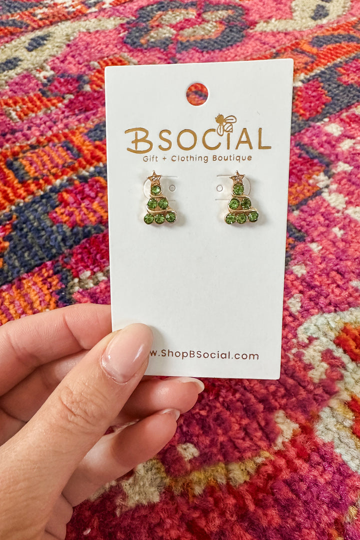 Rhinestone Christmas Tree Stud