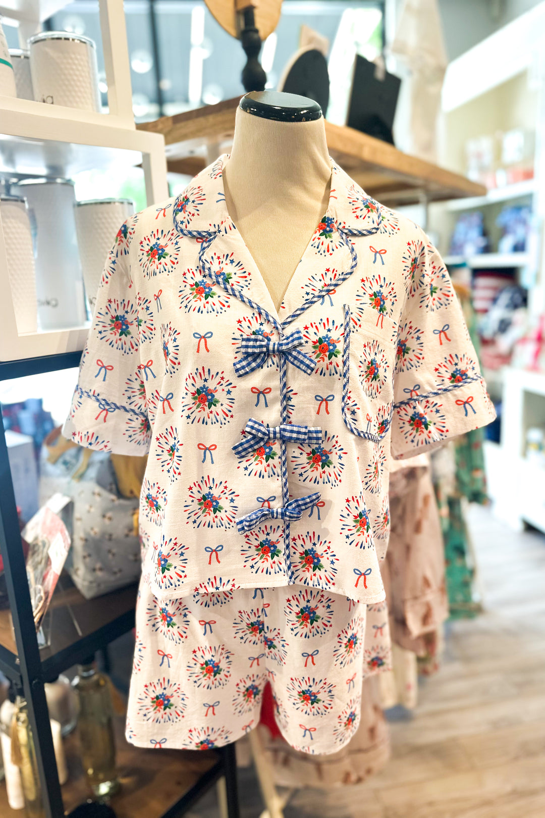 Gingham Bow PJ Set