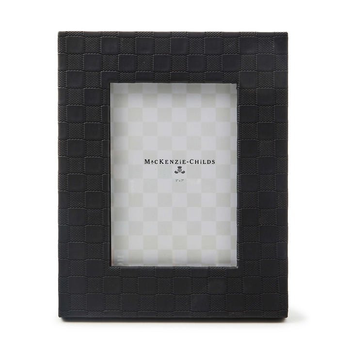 MacKenzie Childs: Black Faux Leather 5" x 7" Frame