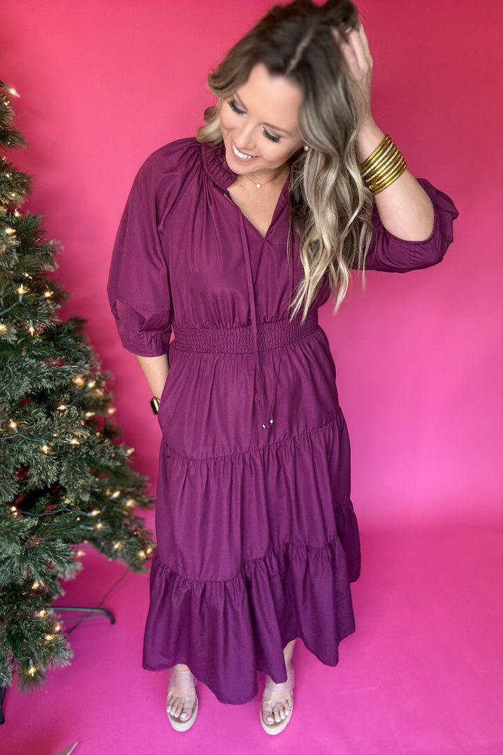 Joyful Midi Dress - Plum