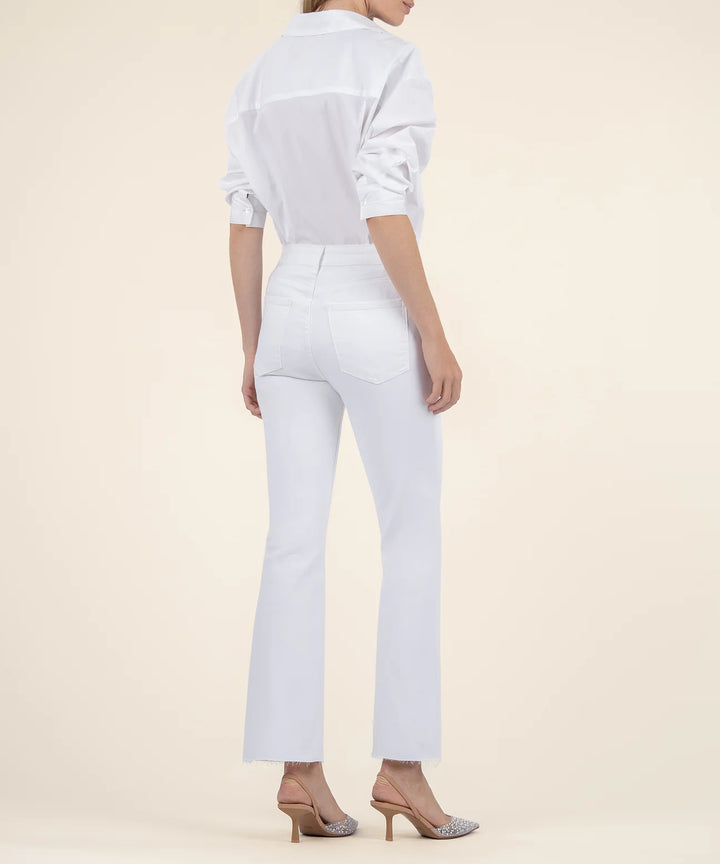 KUT: KELSEY HIGH RISE FLARE WITH RAW HEM - Optic White