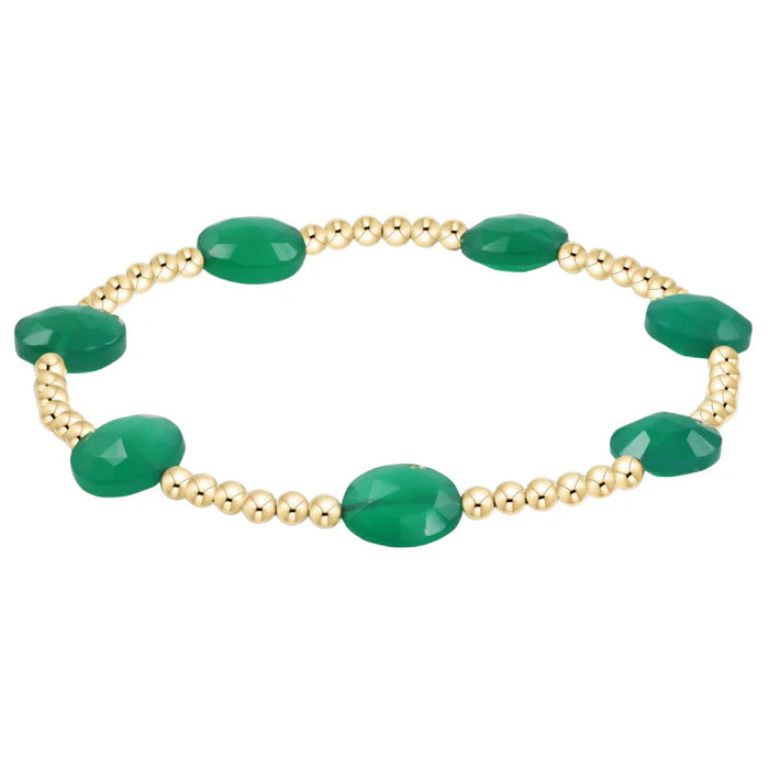 enewton: Admire Gold 3MM Bead Bracelet - Green Onyx