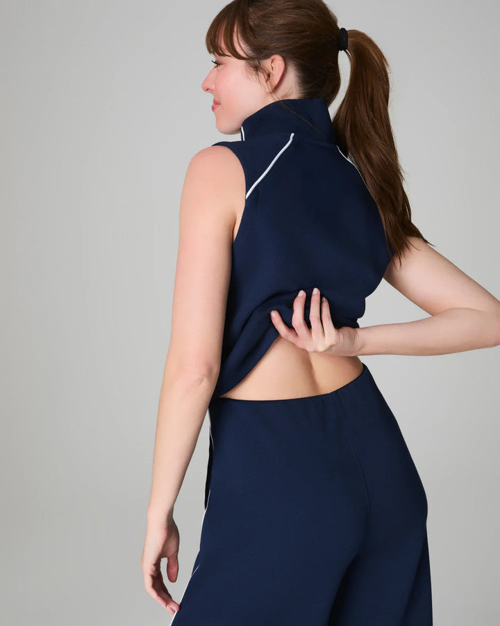 SPANX®:  AirEssentials Pique Sleeveless Mockneck Jumpsuit - Timeless Navy
