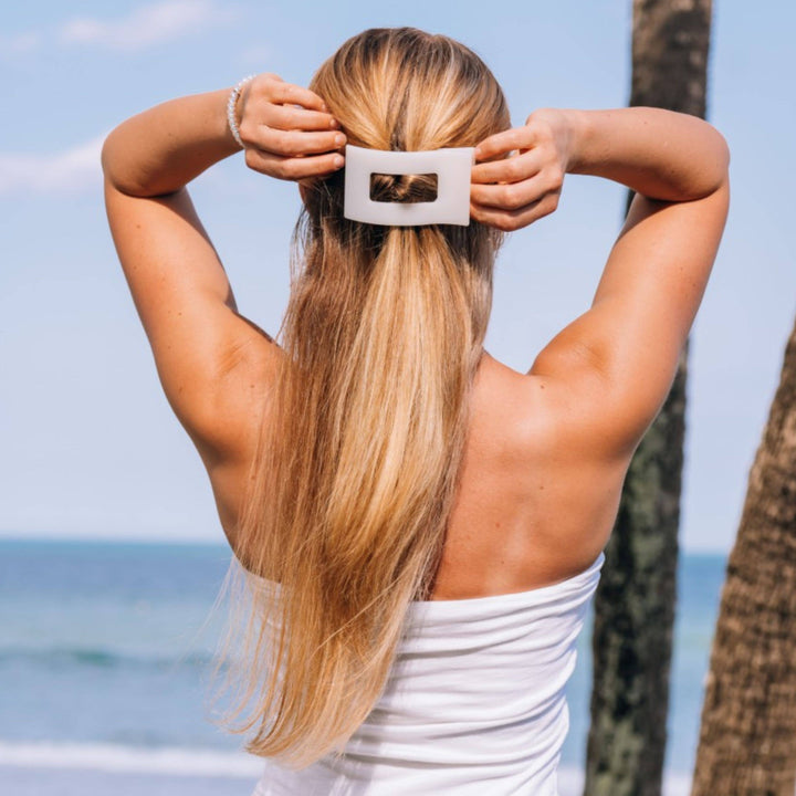 Flat Rectangle Hair Clip | Large | Coconut White