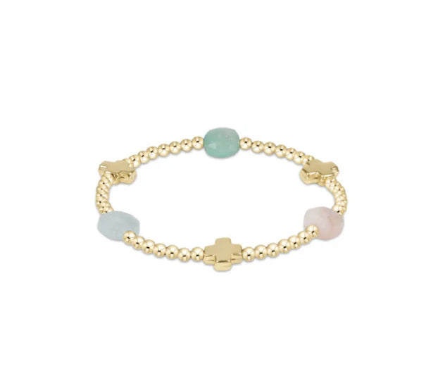 Signature Cross Admire Gold Pattern 3mm Bead Bracelet - Hot Mess SS25