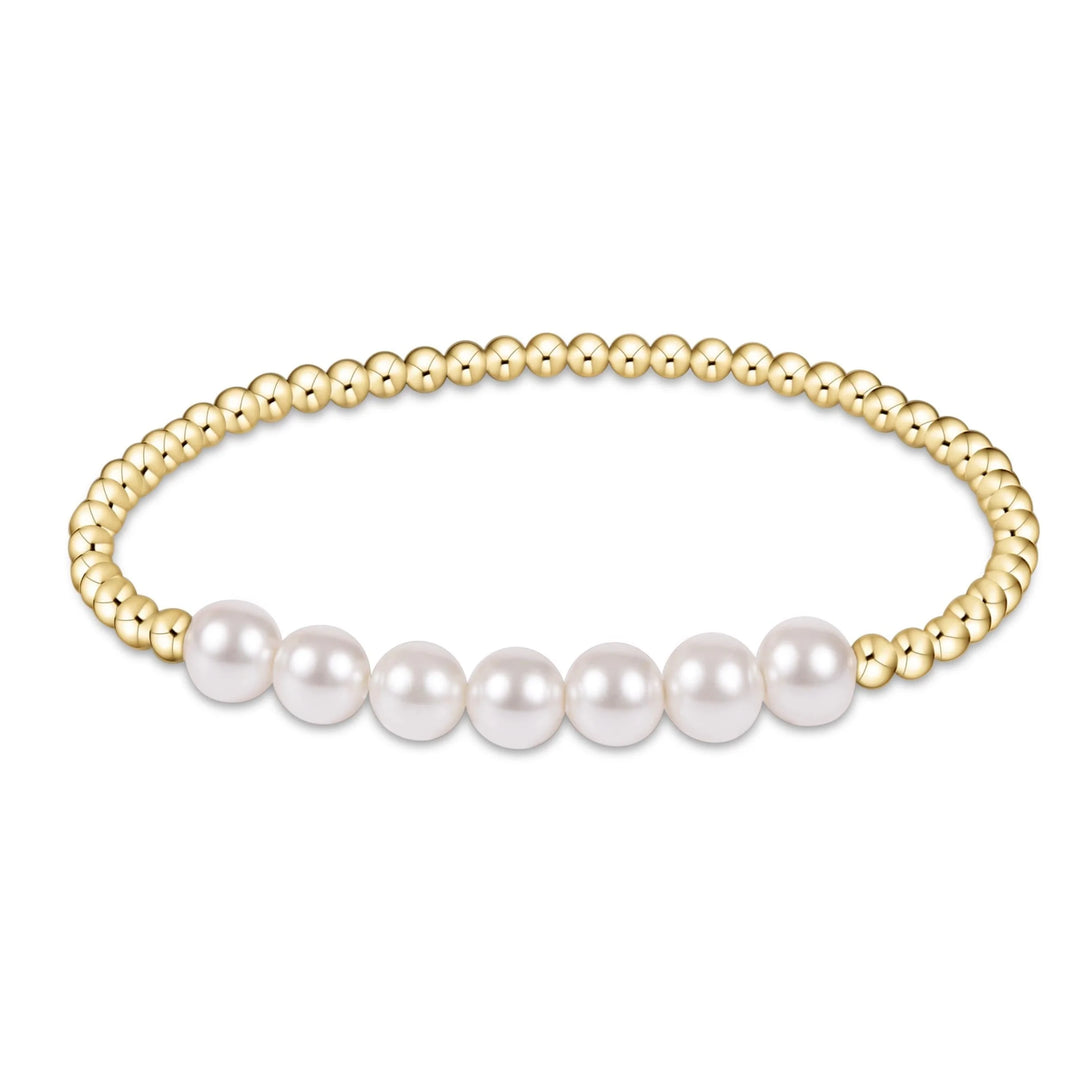 enewton: Classic Gold Beaded Bliss 3mm  Bead Bracelet - 6mm Pearl
