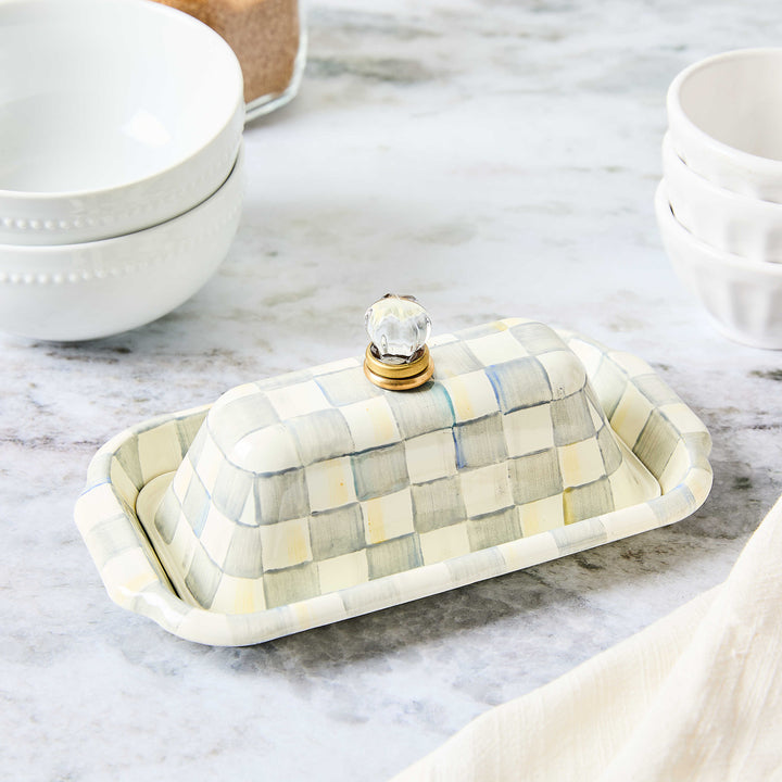 MacKenzie Childs: Sterling Check Butter Box