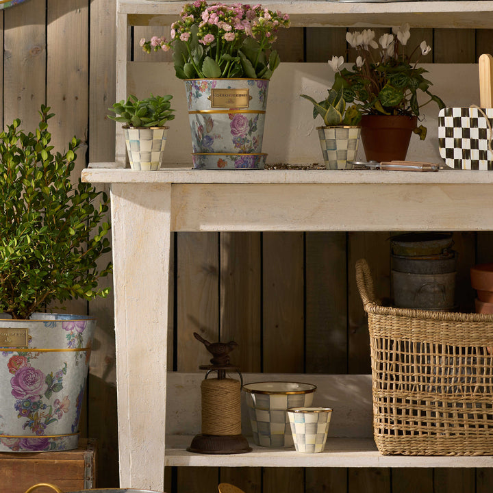 MacKenzie Childs: Sterling Check Herb Pots, Set of 3