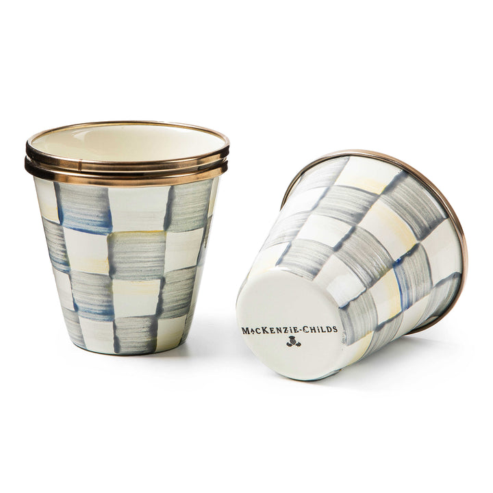 MacKenzie Childs: Sterling Check Herb Pots, Set of 3