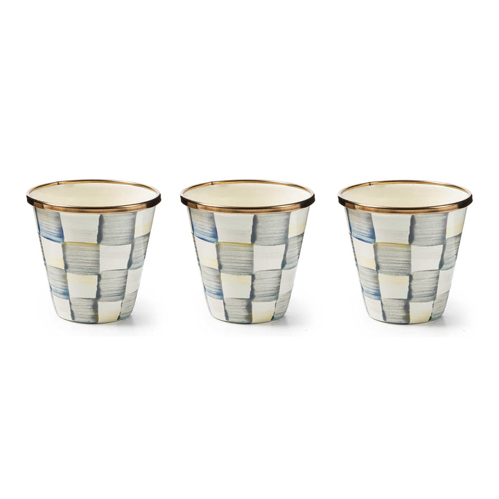 MacKenzie Childs: Sterling Check Herb Pots, Set of 3