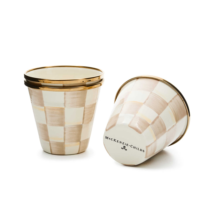 MacKenzie Childs: Mocha Check Herb Pots, Set of 3