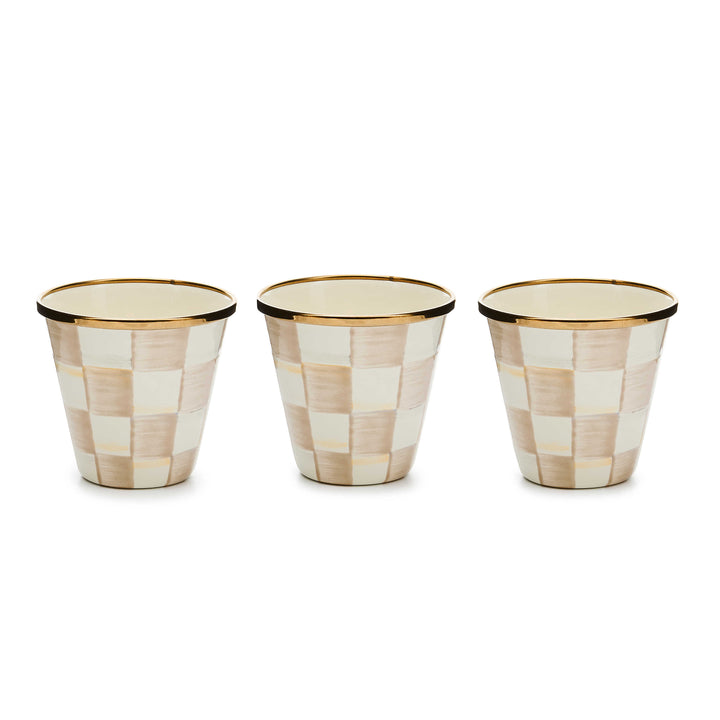 MacKenzie Childs: Mocha Check Herb Pots, Set of 3