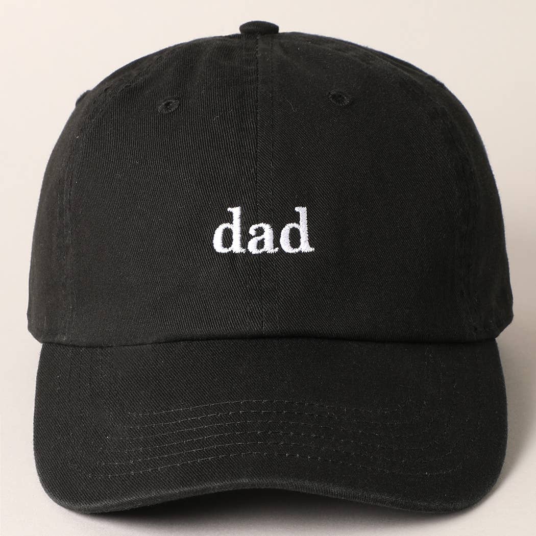 Father's Day Baseball Cap With Dad Text Embroidery : Black / ONE SIZE