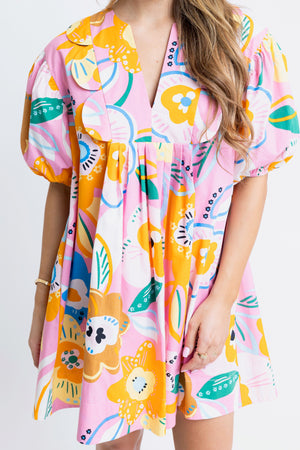 Karlie: Artist Floral Scallop Dress