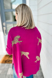 Miss Leopard Mock Neck Sweater - Plum