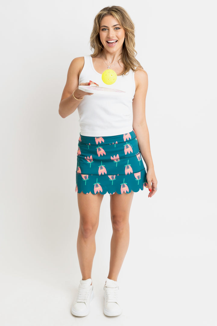 Karlie: Poppy Scallop Athletic Kourt Skort