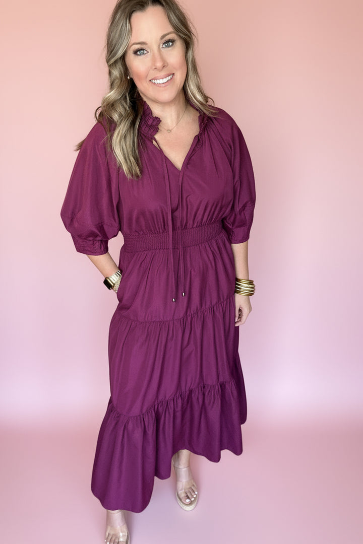 Joyful Midi Dress - Plum