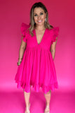 What You See Babydoll Dress - Bright Pink