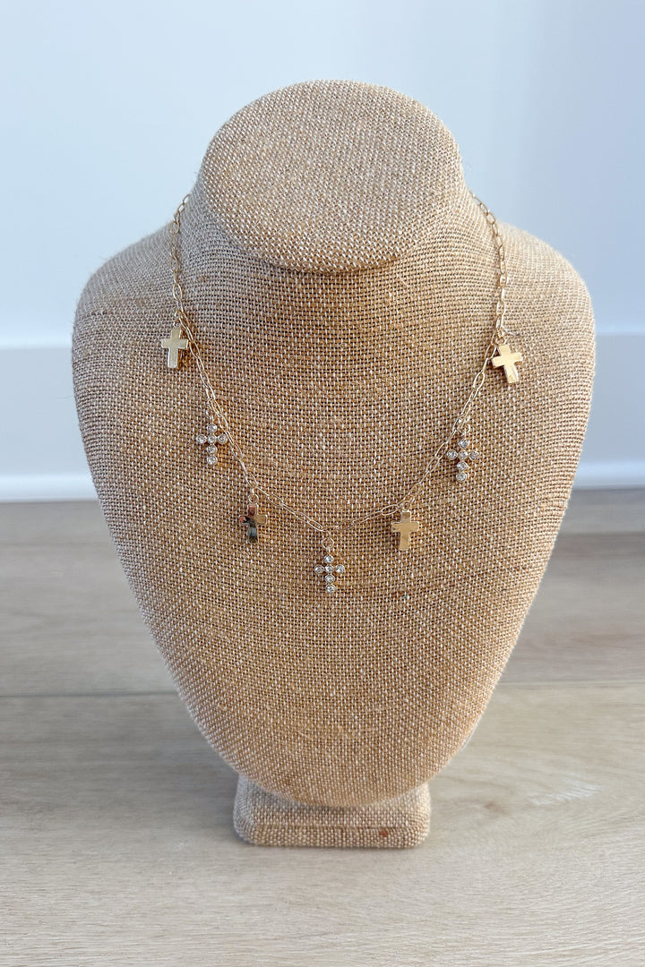 CROSS CHARM  LINK NECKLACE,