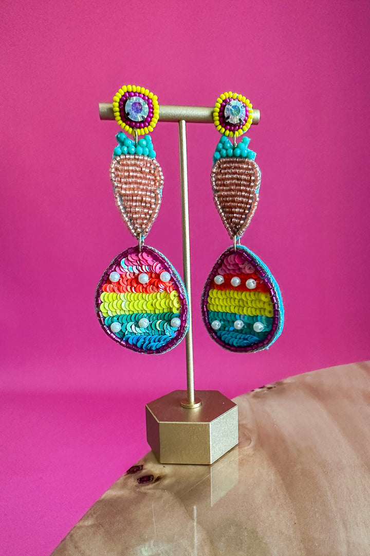 Egg + Carrot Beaded Earrings