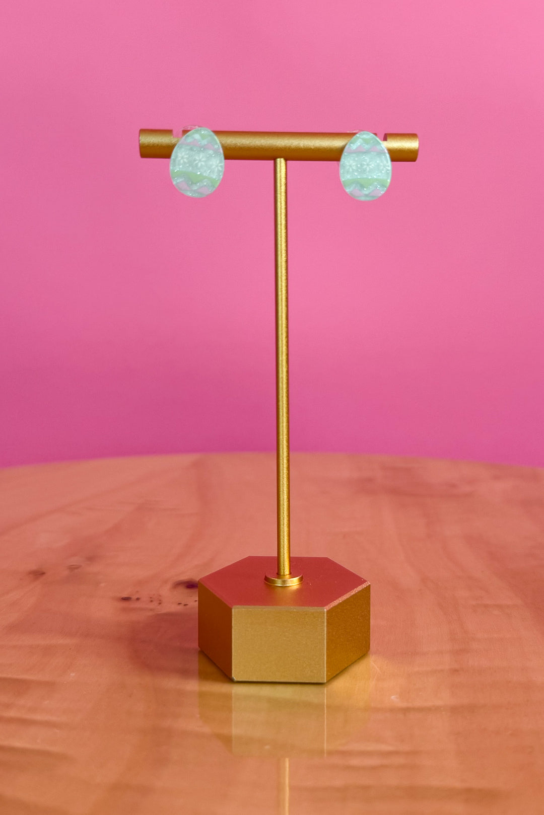Acyrlic Easter Egg Stud  - Minty Blue