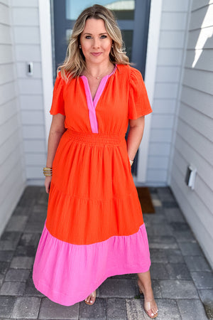 THML: Bright And Bold Pink + Orange Maxi