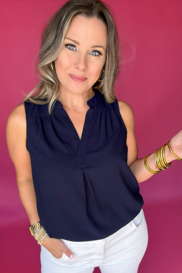 Poised & Pretty Tank - Navy