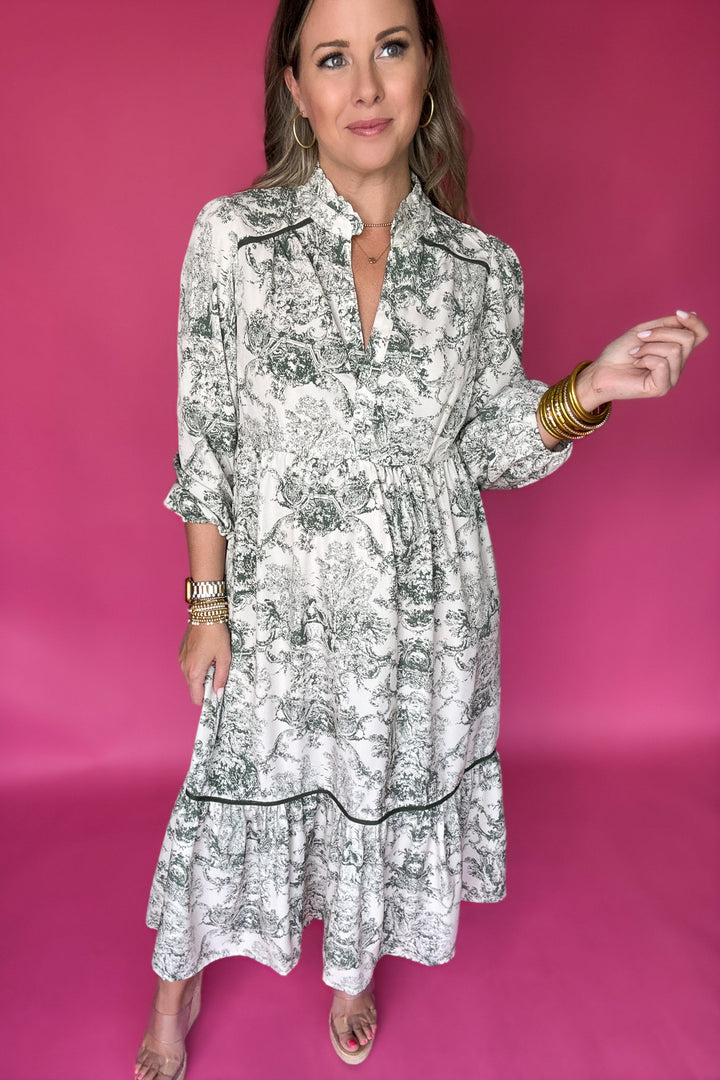 Garden Whispers Midi Dress - Green