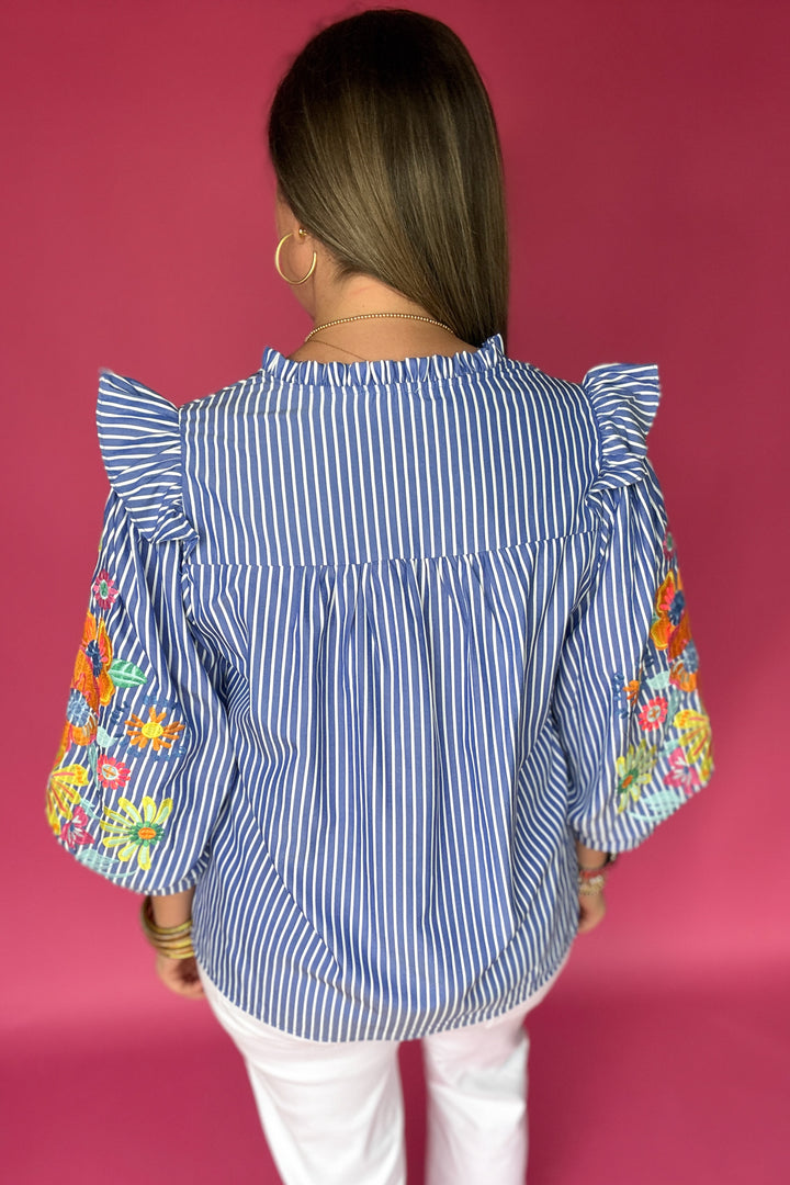 Spring Fling Embroidered Top - Blue