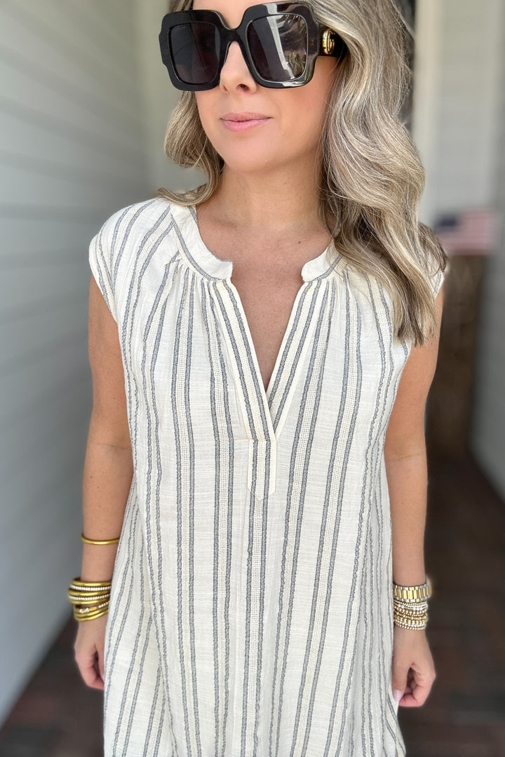 Z Supply: Minna Stripe Mini Dress - Sea Salt
