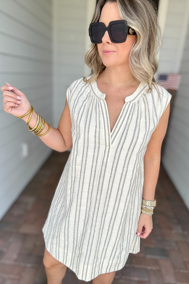Z Supply: Minna Stripe Mini Dress - Sea Salt