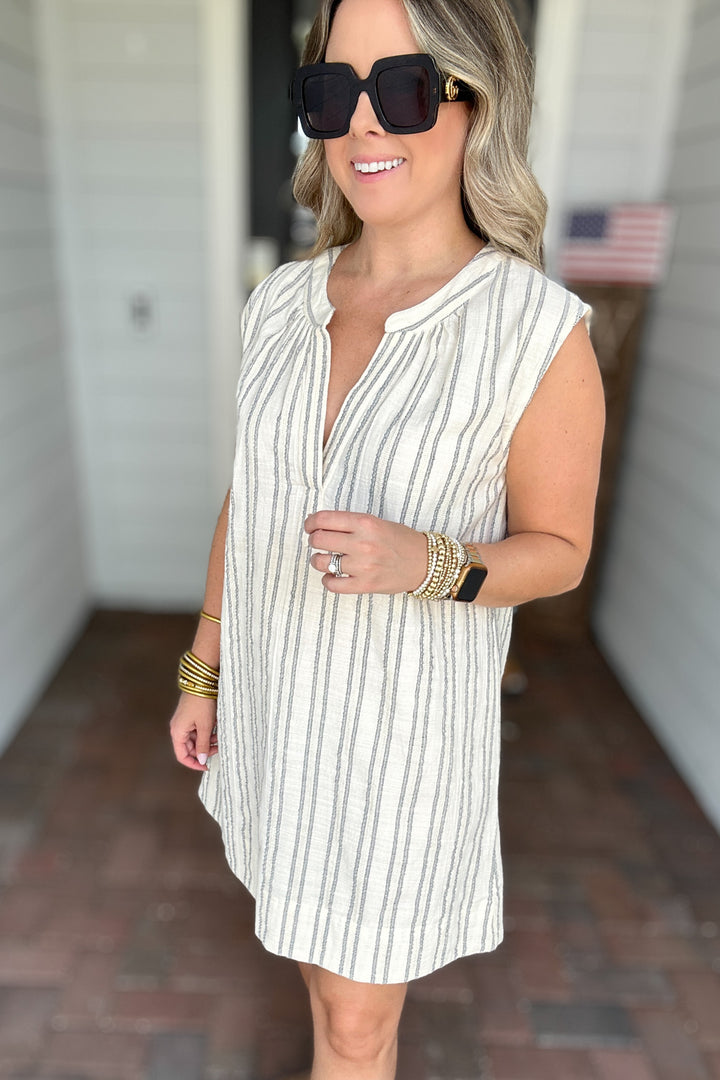 Z Supply: Minna Stripe Mini Dress - Sea Salt