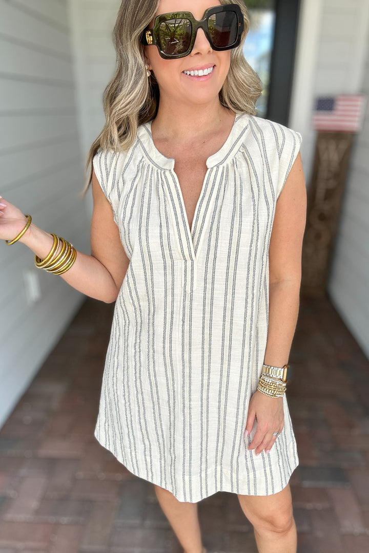 Z Supply: Minna Stripe Mini Dress - Sea Salt