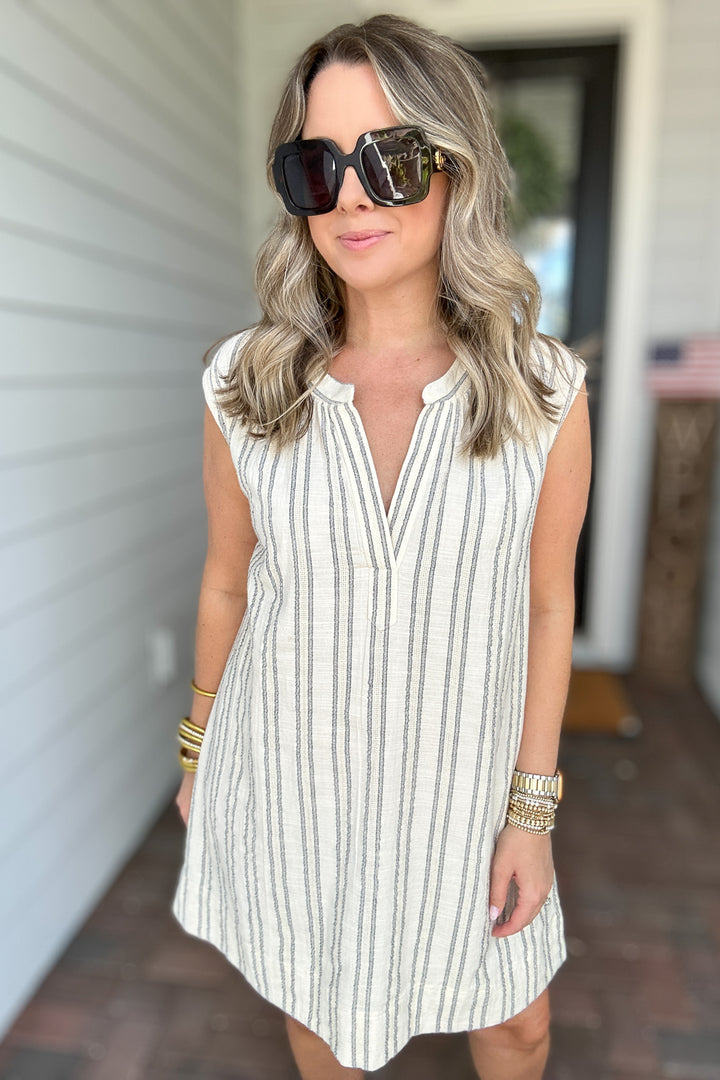 Z Supply: Minna Stripe Mini Dress - Sea Salt