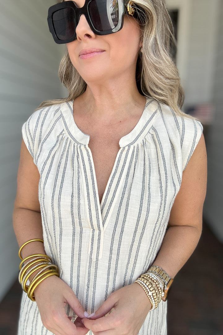 Z Supply: Minna Stripe Mini Dress - Sea Salt