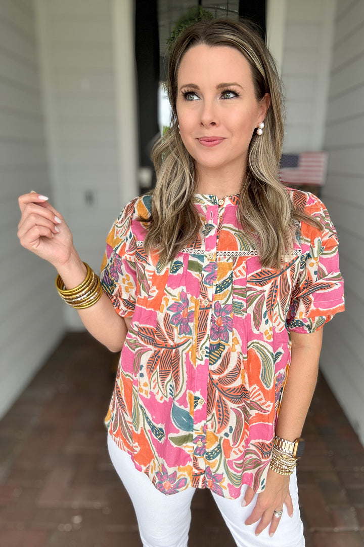 I'm Yours Button Down Blouse - Pink