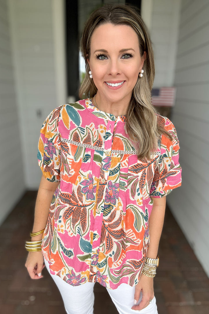 I'm Yours Button Down Blouse - Pink