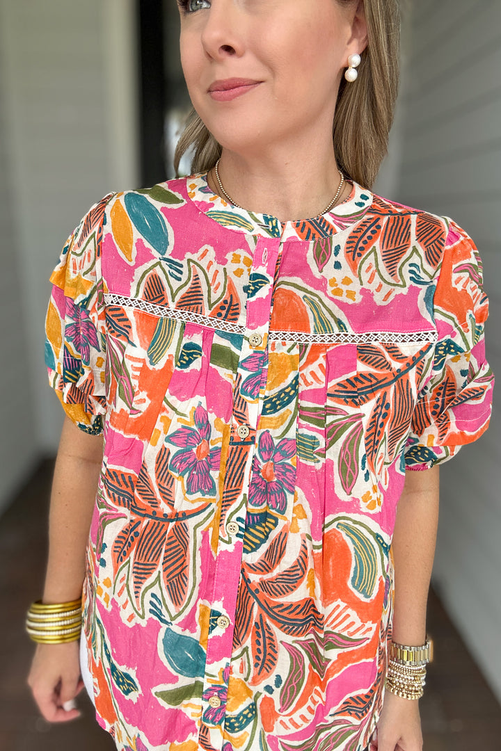 I'm Yours Button Down Blouse - Pink