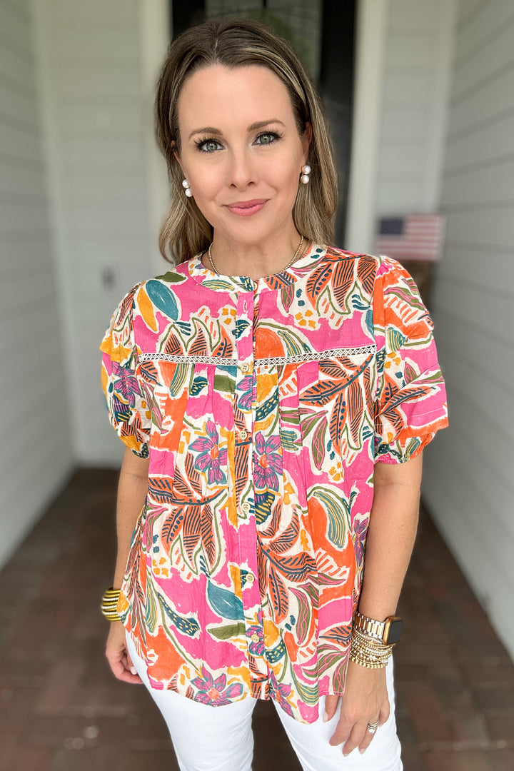 I'm Yours Button Down Blouse - Pink