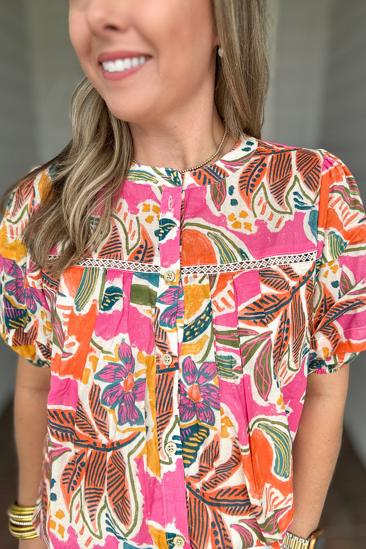 I'm Yours Button Down Blouse - Pink