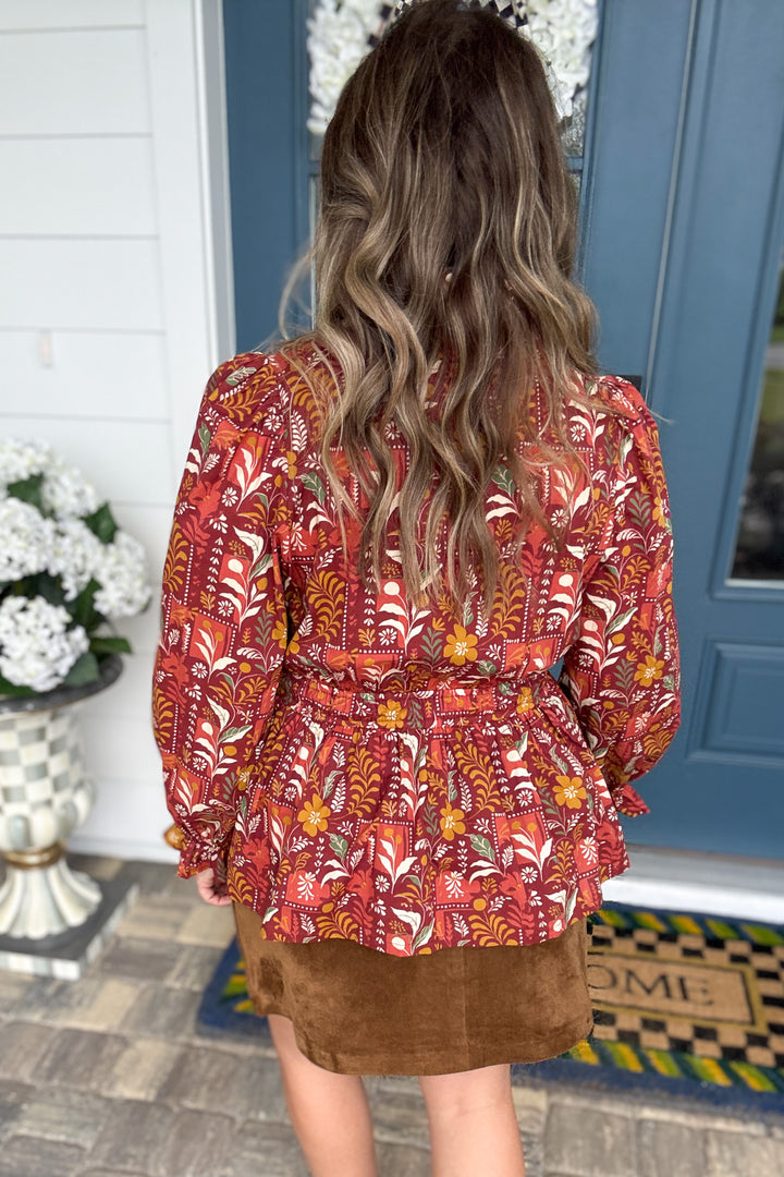 Autumn Muse Smocked Blouse