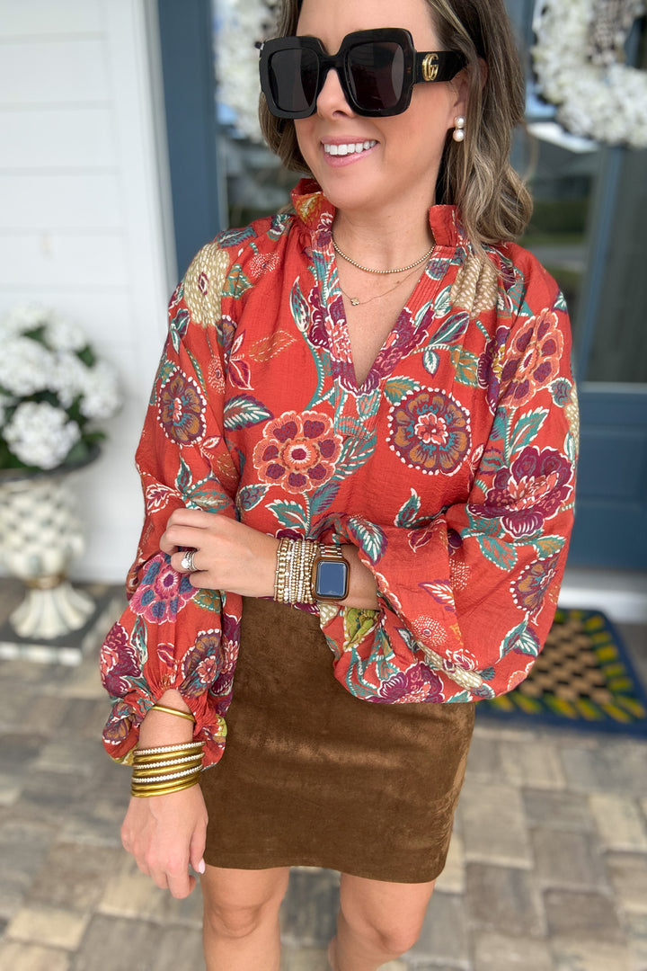 THML: Rust Garden Floral Top
