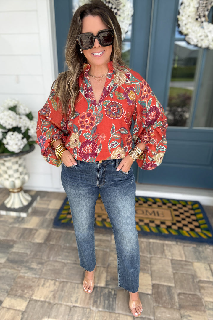 THML: Rust Garden Floral Top