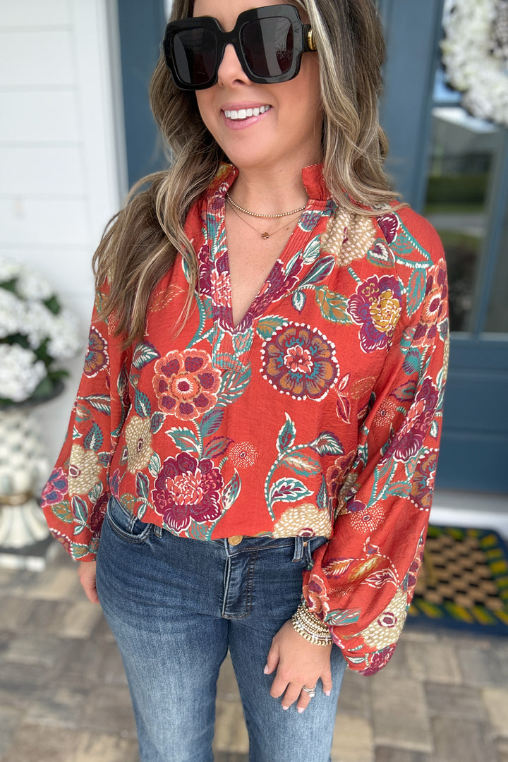 THML: Rust Garden Floral Top